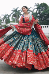 Blue Color Real Mirror Work Chaniya Choli For Navratri