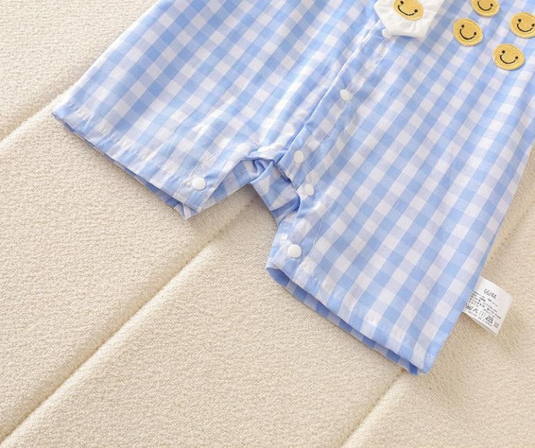 Tie & Checks Baby Boys Romper – Soft Cotton Infant Outfit, Comfortable & Stylish