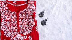 Safaa Red Long Modal Kurta