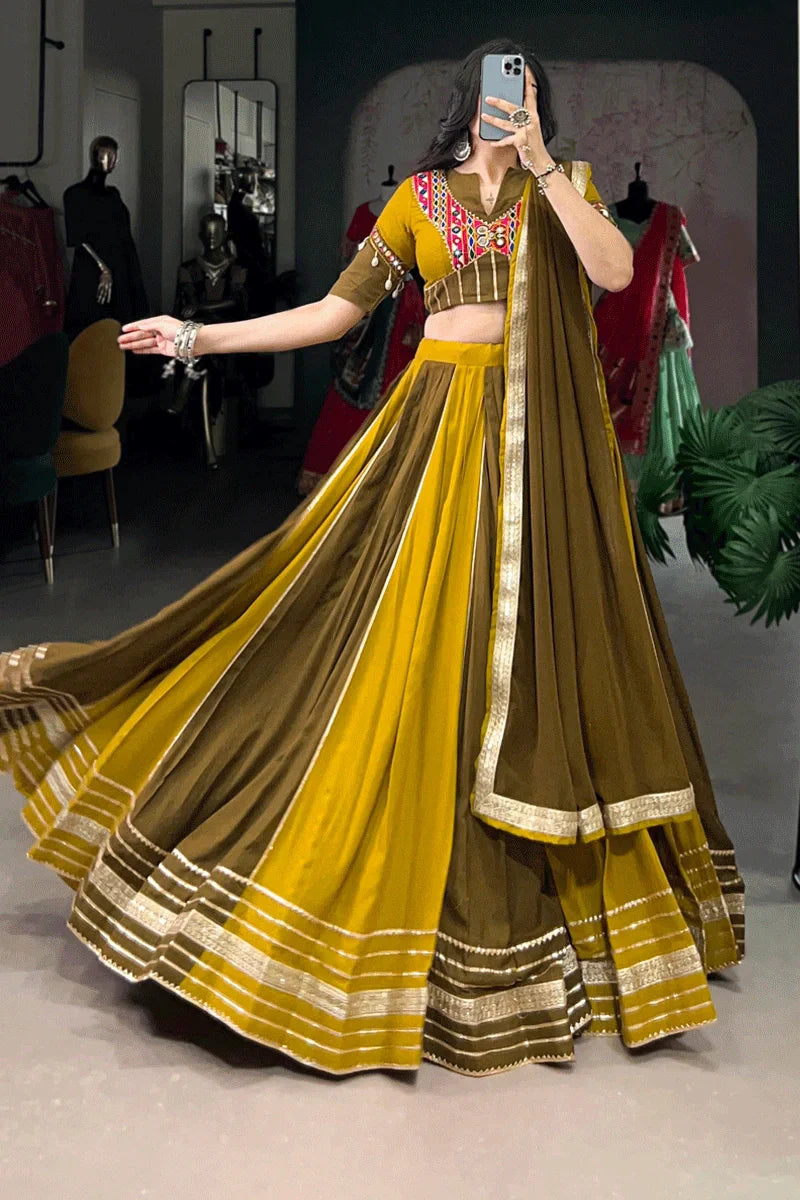 Navratri Special Mustard Color Chaniya Choli For Garba