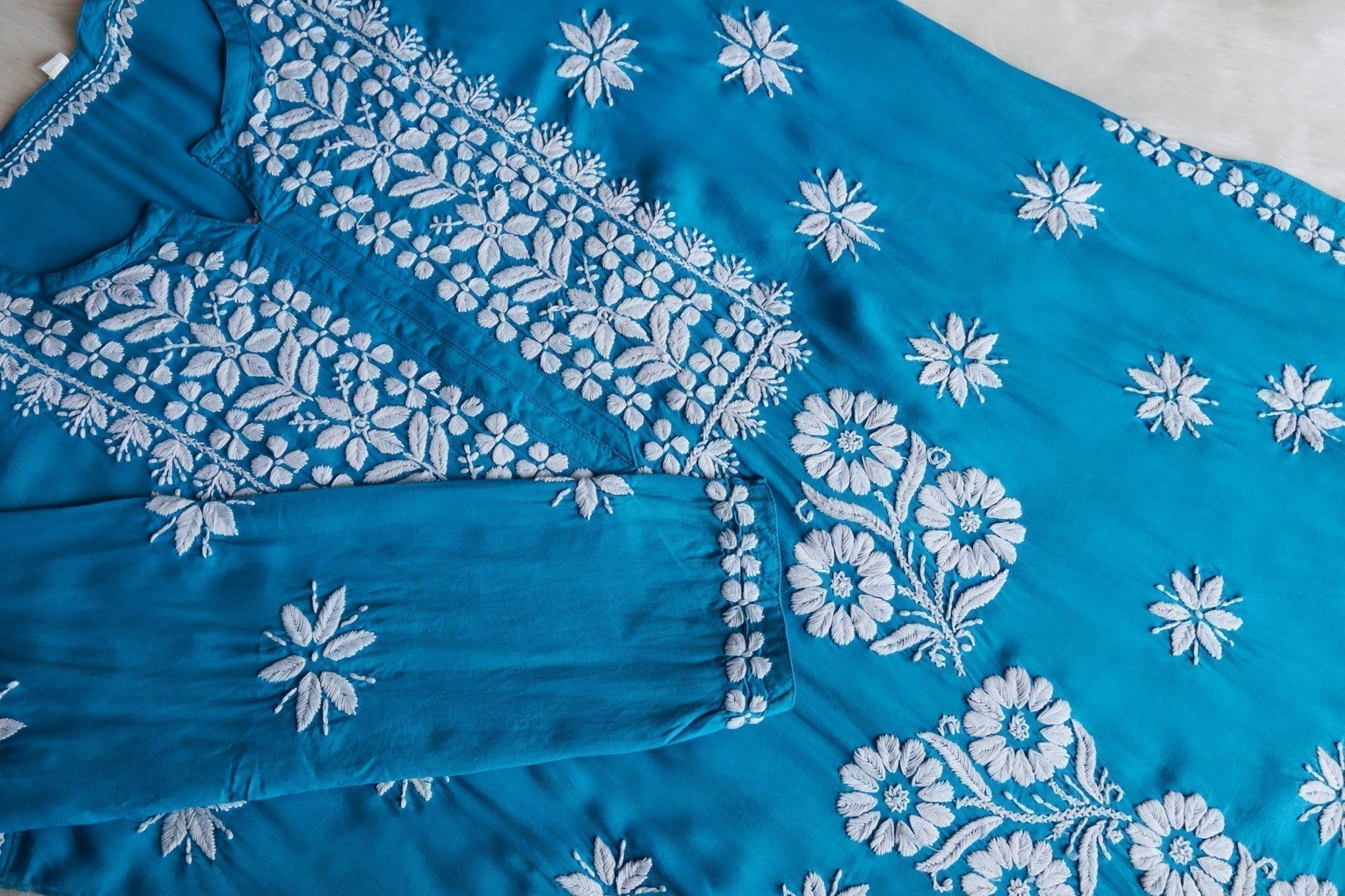Saira Turquoise Blue Long Modal Kurta