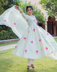 Breeze Cream Handpainted Cotton Suit Set