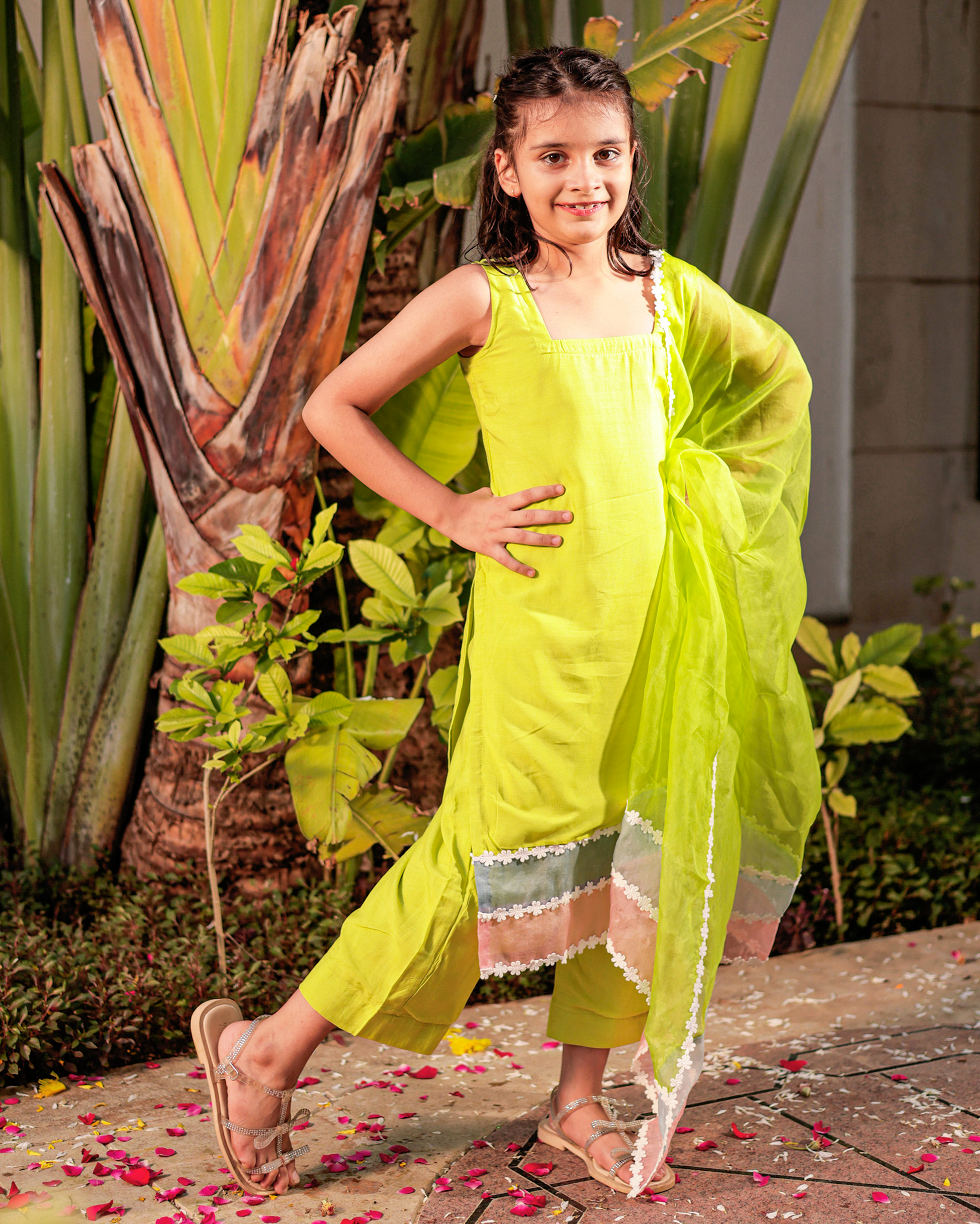 Gossamer Garden Green Muslin Suit Set