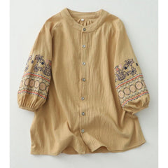 Pure Cotton Shirt With Embroidered Sleeves