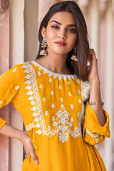 Mustard Rayon Co-Ord Set with Floral Embroidery – Elegant Everyday Wear