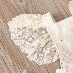 Enchanted Embroidered Lace Baby Girls Cotton Romper – Elegant and Comfortable Infant Outfit