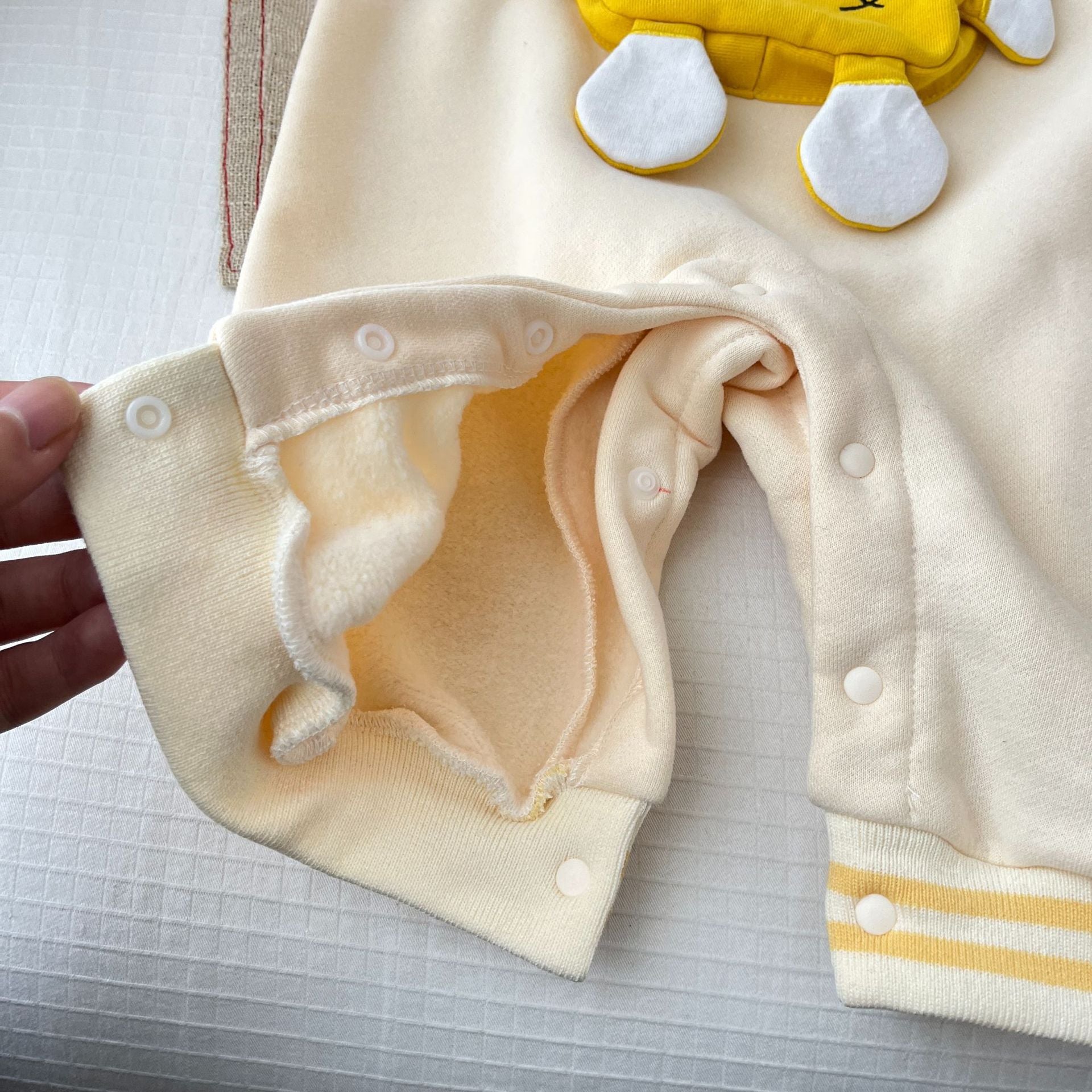 Yellow Cartoon Cozy Romper – Soft Cotton Baby Outfit for Boys & Girls