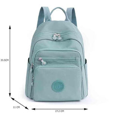 Women’s Mini Nylon Backpack – Lightweight Casual Daypack with Multiple Pockets & Adjustable Straps – Aqua Blue