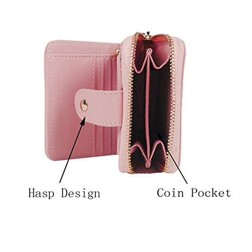 Cute Dog Print Mini Wallet for Women & Girls | Short PU Leather Clutch Purse with Card Slots (Pink)