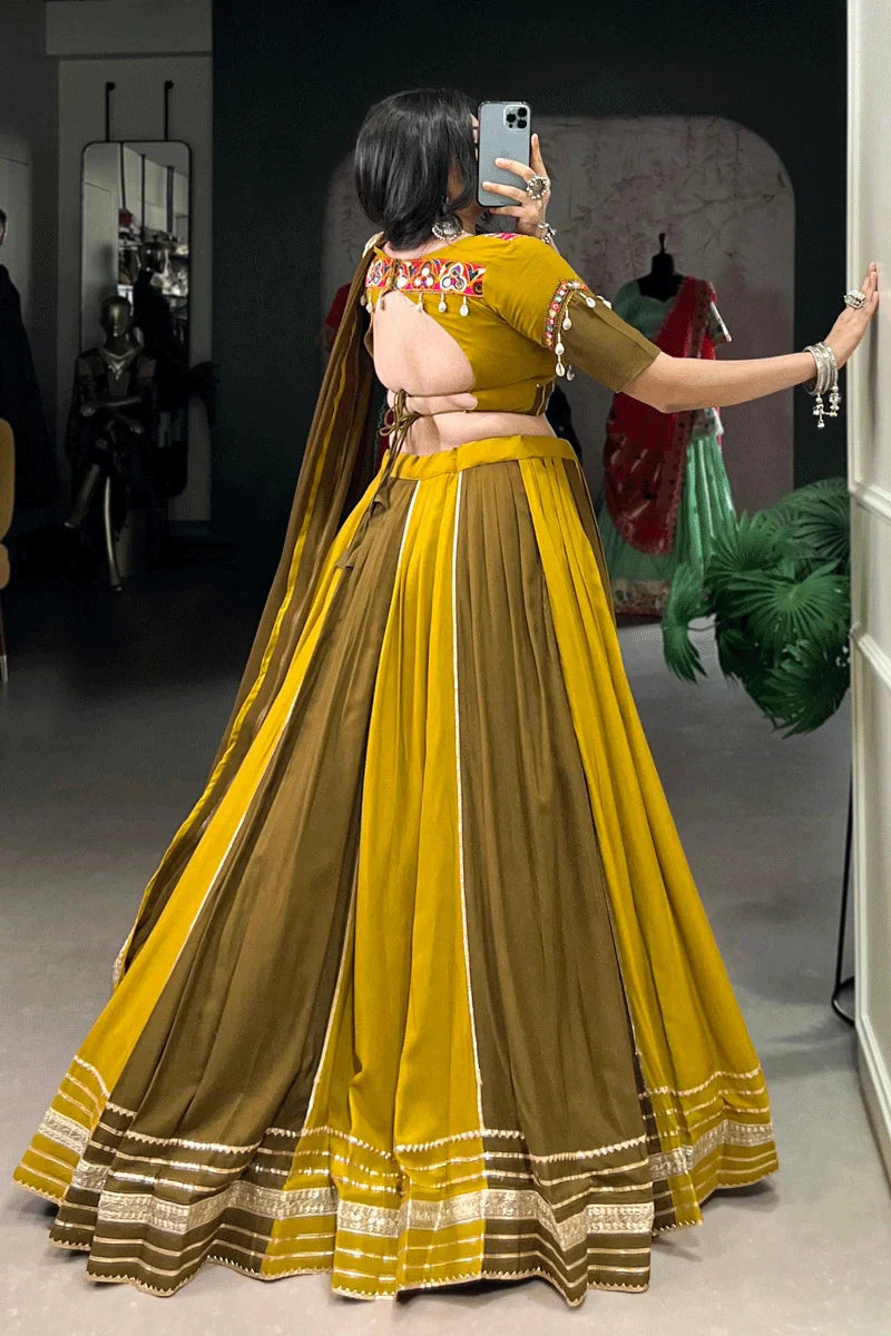 Navratri Special Mustard Color Chaniya Choli For Garba