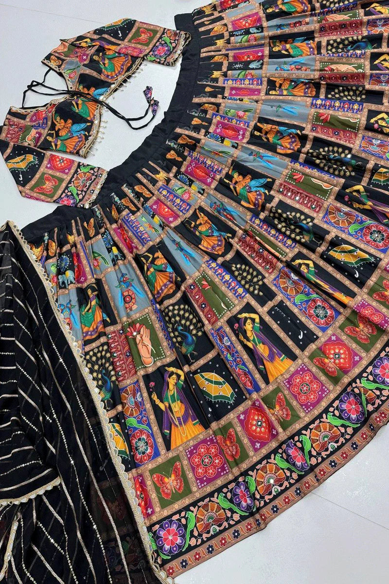 Colorful Multi Designer Black Chaniya Choli For Navratri