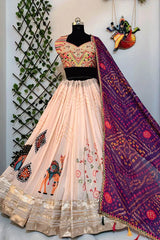 Traditional Bandhani Print With Gamthi Work Chaniya Choli For Navratri