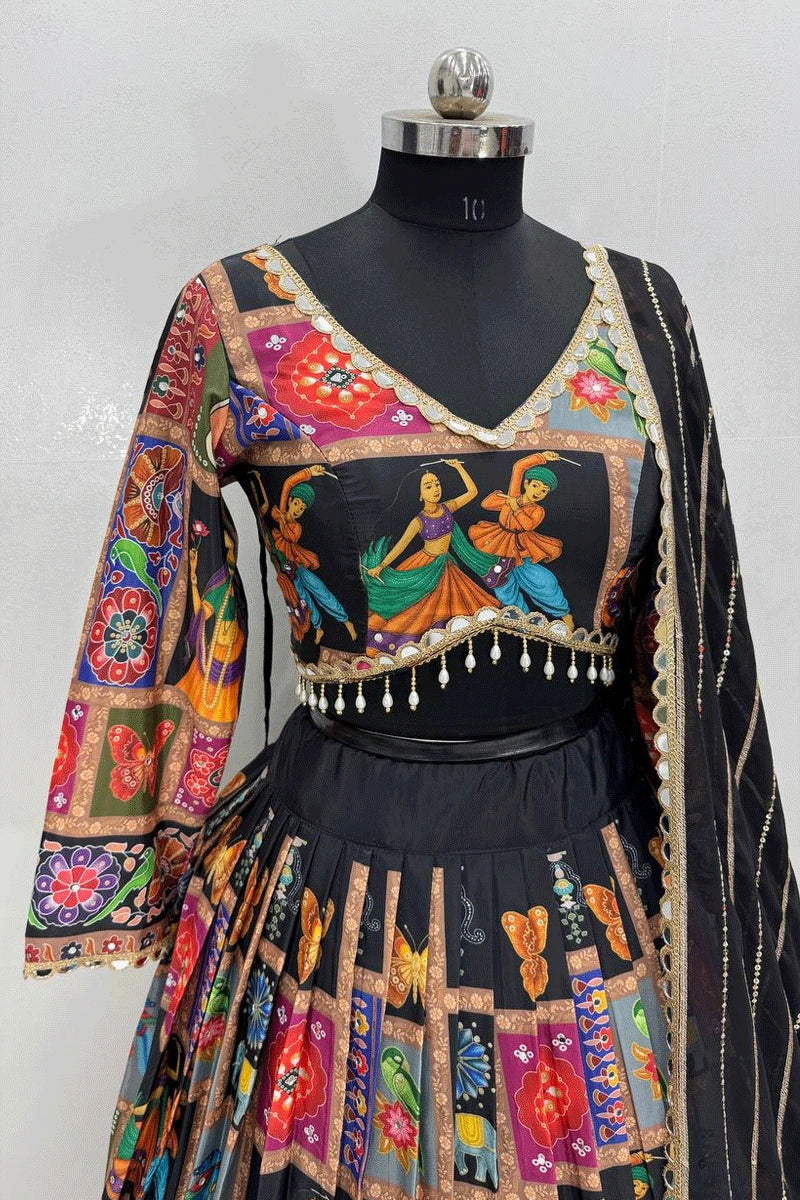 Colorful Multi Designer Black Chaniya Choli For Navratri
