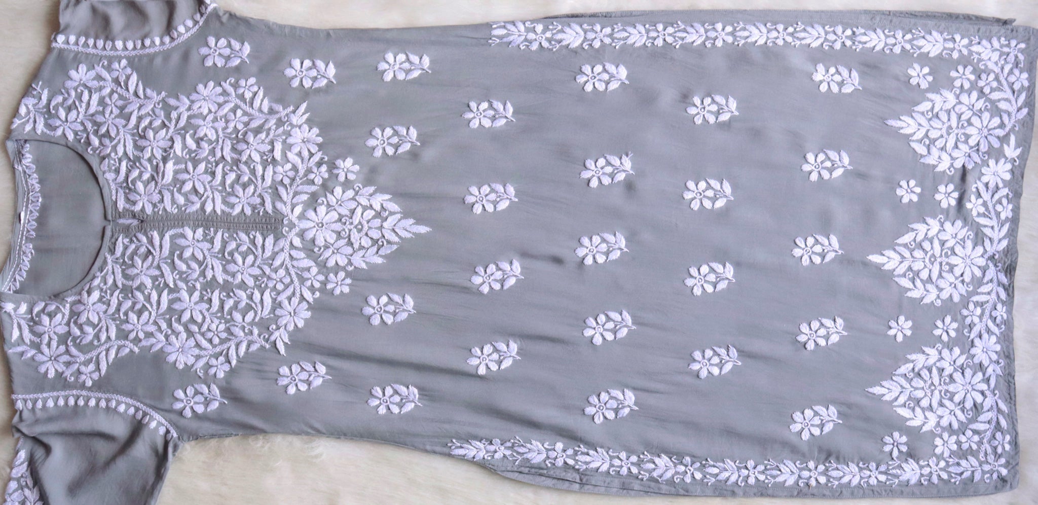 Safaa Pastel Grey Long Modale Kurta