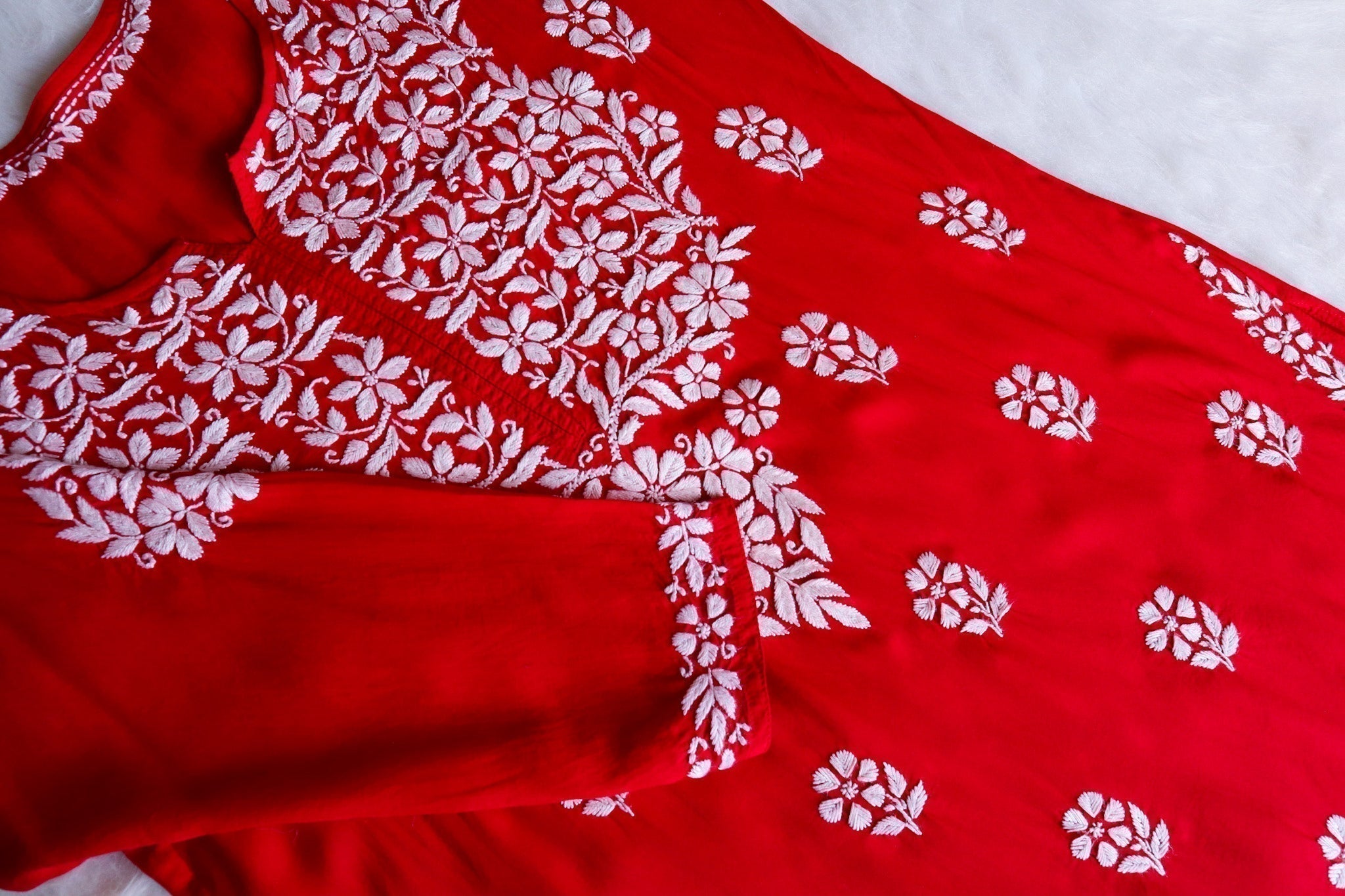 Safaa Red Long Modal Kurta