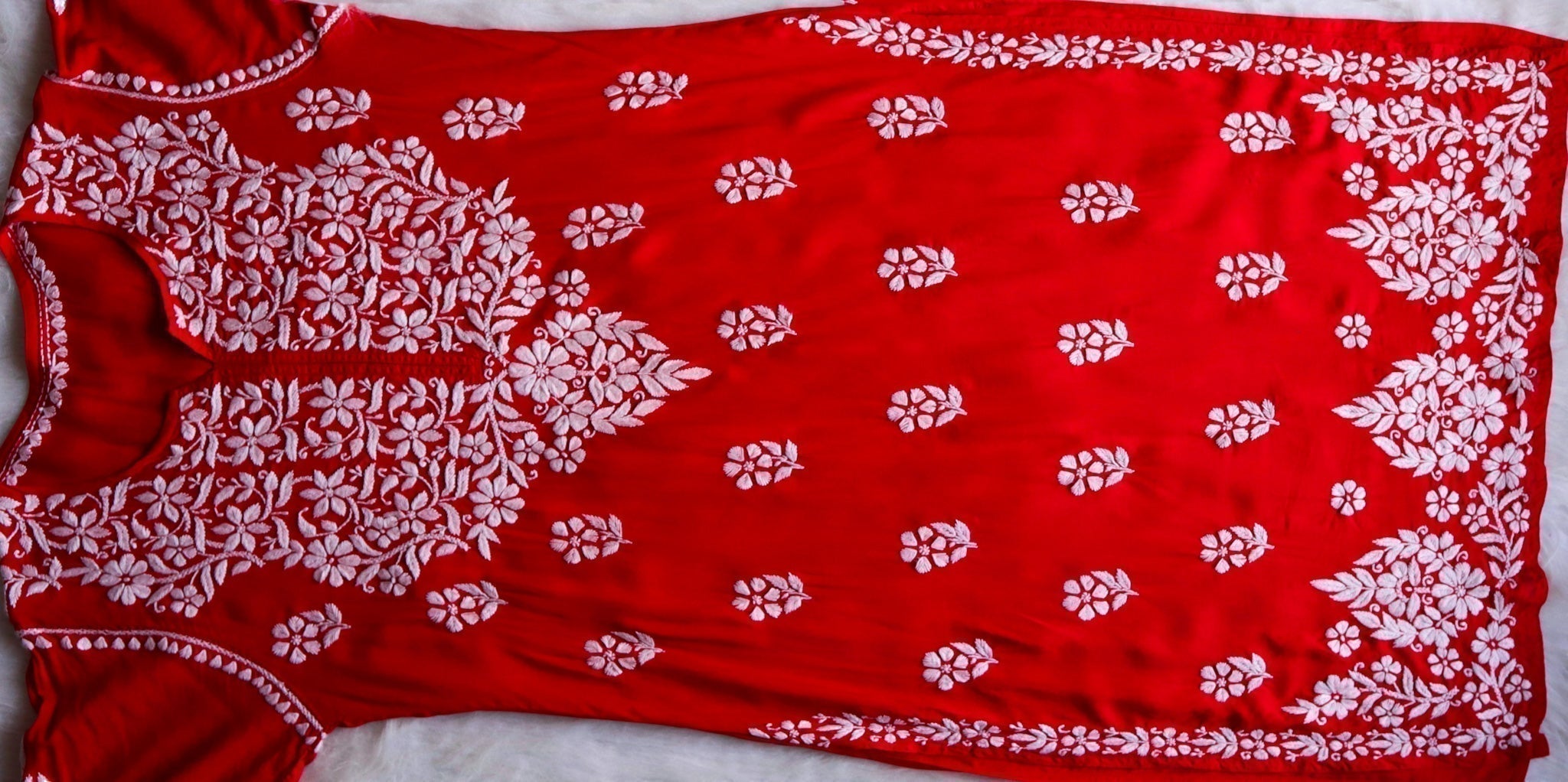 Safaa Red Long Modal Kurta