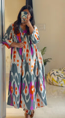 Moonlit Ikkat Bloom Suit Set