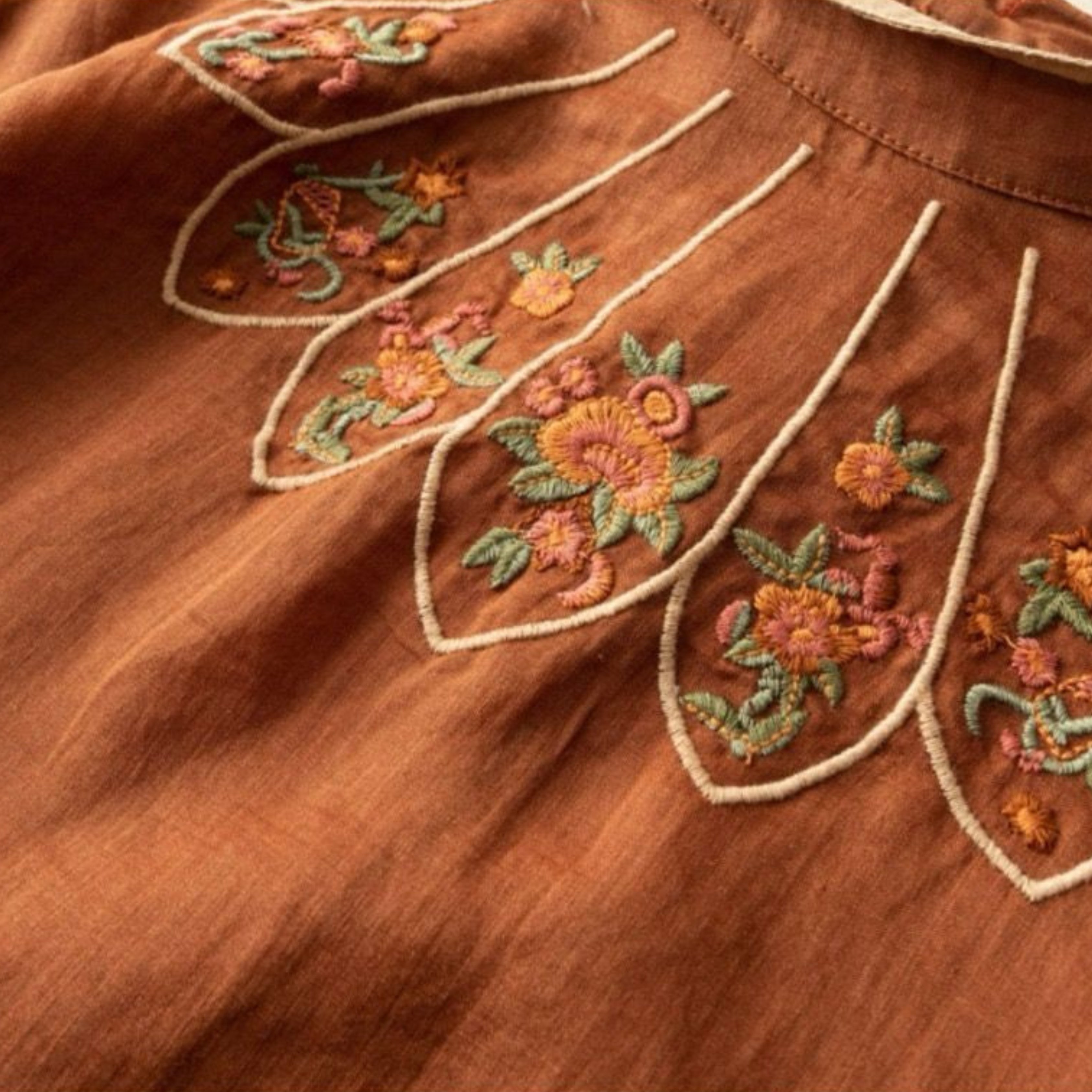 Pure Cotton Queen Embroidered Back Button Top