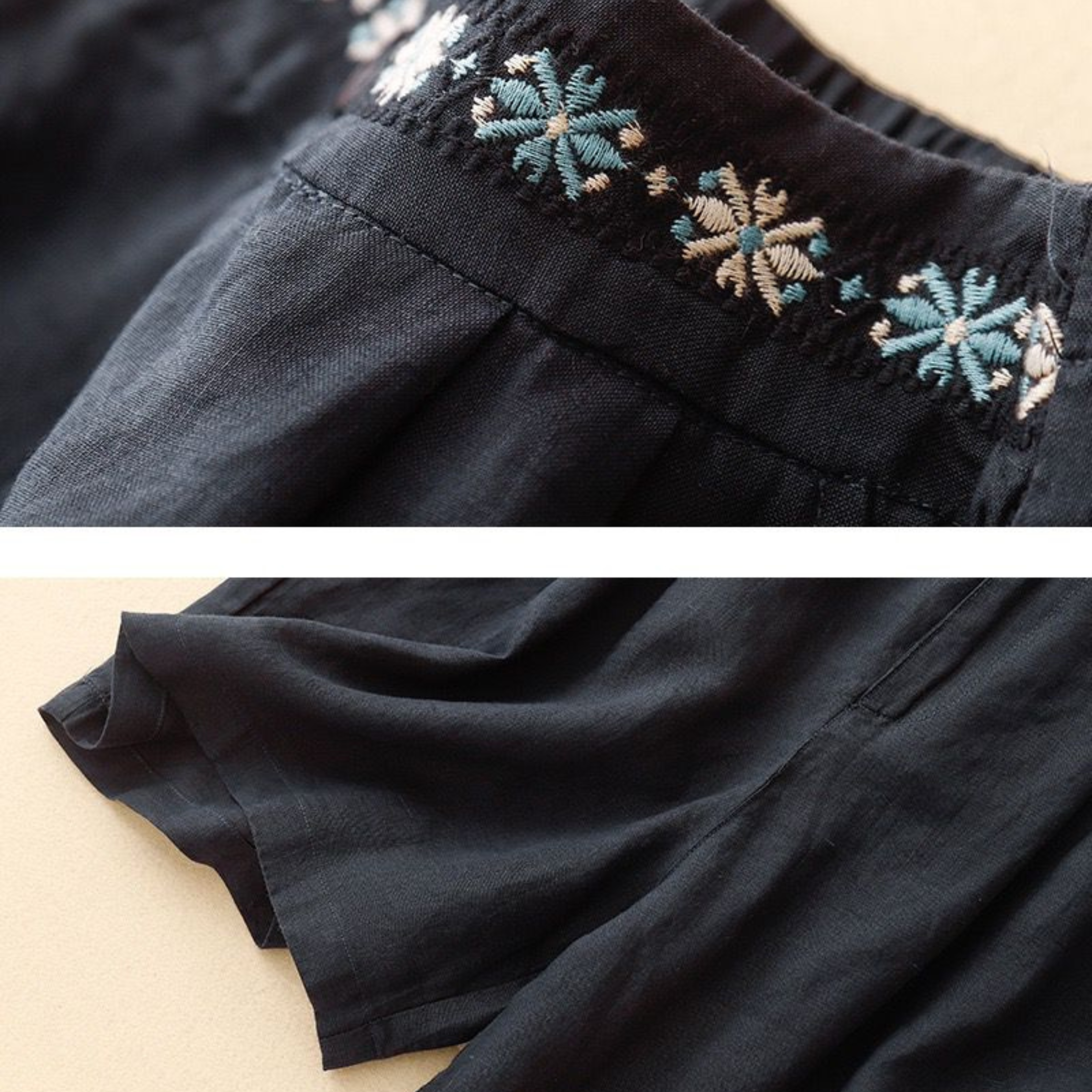 Pure Cotton Embroidered Shorts With Pocket