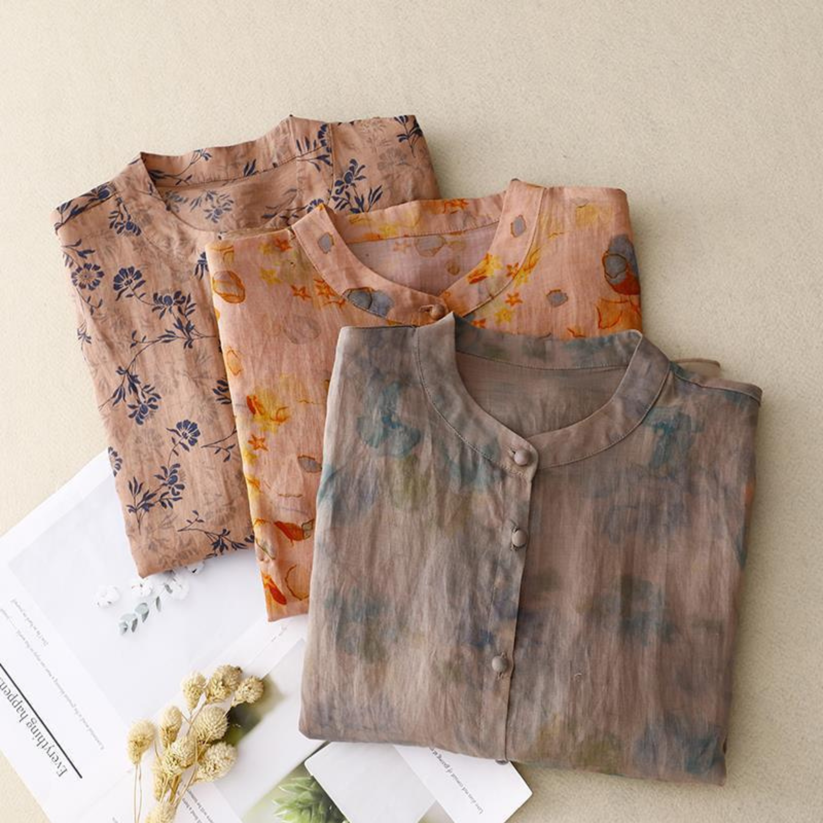 Pure Cotton Printed Shirt With Organza