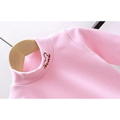 Pink Polo Neck Girls T-Shirt – Soft Cotton Blend Casual Wear for Toddlers and Kids