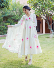 Breeze Cream Handpainted Cotton Suit Set