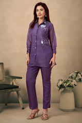 Yellow Floral Handwork Cotton Co-Ord Set – Top & Bottom