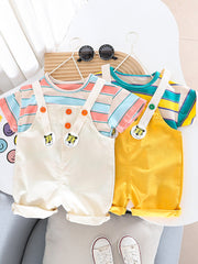 Striped Cotton Dungaree Set for Baby Boys & Girls – Casual Outfit