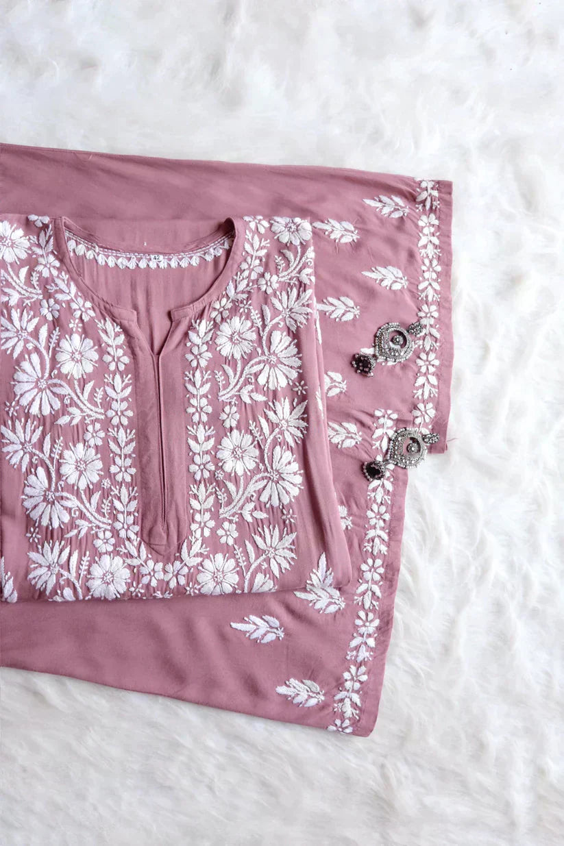 Amaira Dusty Mauve Rayon Kurta Pant set