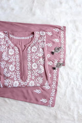 Amaira Dusty Mauve Rayon Kurta Pant set