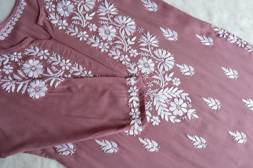 Amaira Dusty Mauve Rayon Kurta Pant set