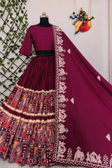 Digital Print With Real Mirror Work Chaniya Choli For Navratri