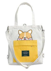 3-in-1 Canvas Tote Bag for Women & Girls | Convertible Shoulder Handbag & Backpack with Adjustable Strap | Multi-Functional Ladies Canvas Bag (White)