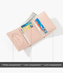 Cute Small Tri-Fold Wallet for Girls & Women – PU Leather Floral Print Card Holder with Coin Purse & ID Window (Green)