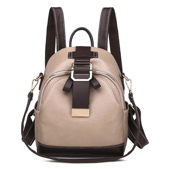 Women’s PU Leather Shoulder Backpack – Lightweight Waterproof Casual Daypack with Multi-Pocket Design