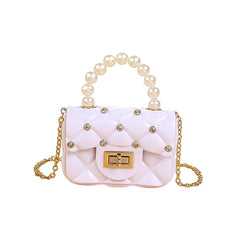 Women’s Mini Shoulder Bag – Chic PVC Pouch with Chain Strap for Travel, Parties & Daily Use – White