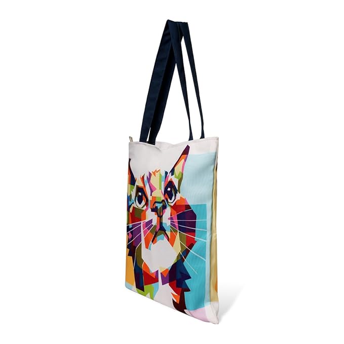 Women’s Cotton Canvas Tote Bag – Modern Print, Waterproof & Lightweight