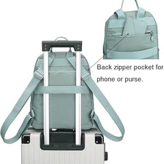 Women’s Mini Nylon Backpack – Lightweight Casual Daypack with Multiple Pockets & Adjustable Straps – Aqua Blue