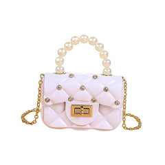 Women’s Mini Shoulder Bag – Chic PVC Pouch with Chain Strap for Travel, Parties & Daily Use – White