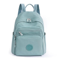 Women’s Mini Nylon Backpack – Lightweight Casual Daypack with Multiple Pockets & Adjustable Straps – Aqua Blue