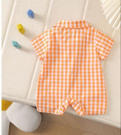 Tie & Checks Baby Boys Romper – Soft Cotton Infant Outfit, Comfortable & Stylish