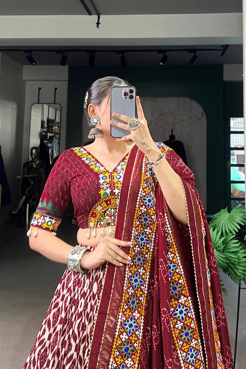 Navratri Special Fully Stitched Patola Print Chaniya Choli