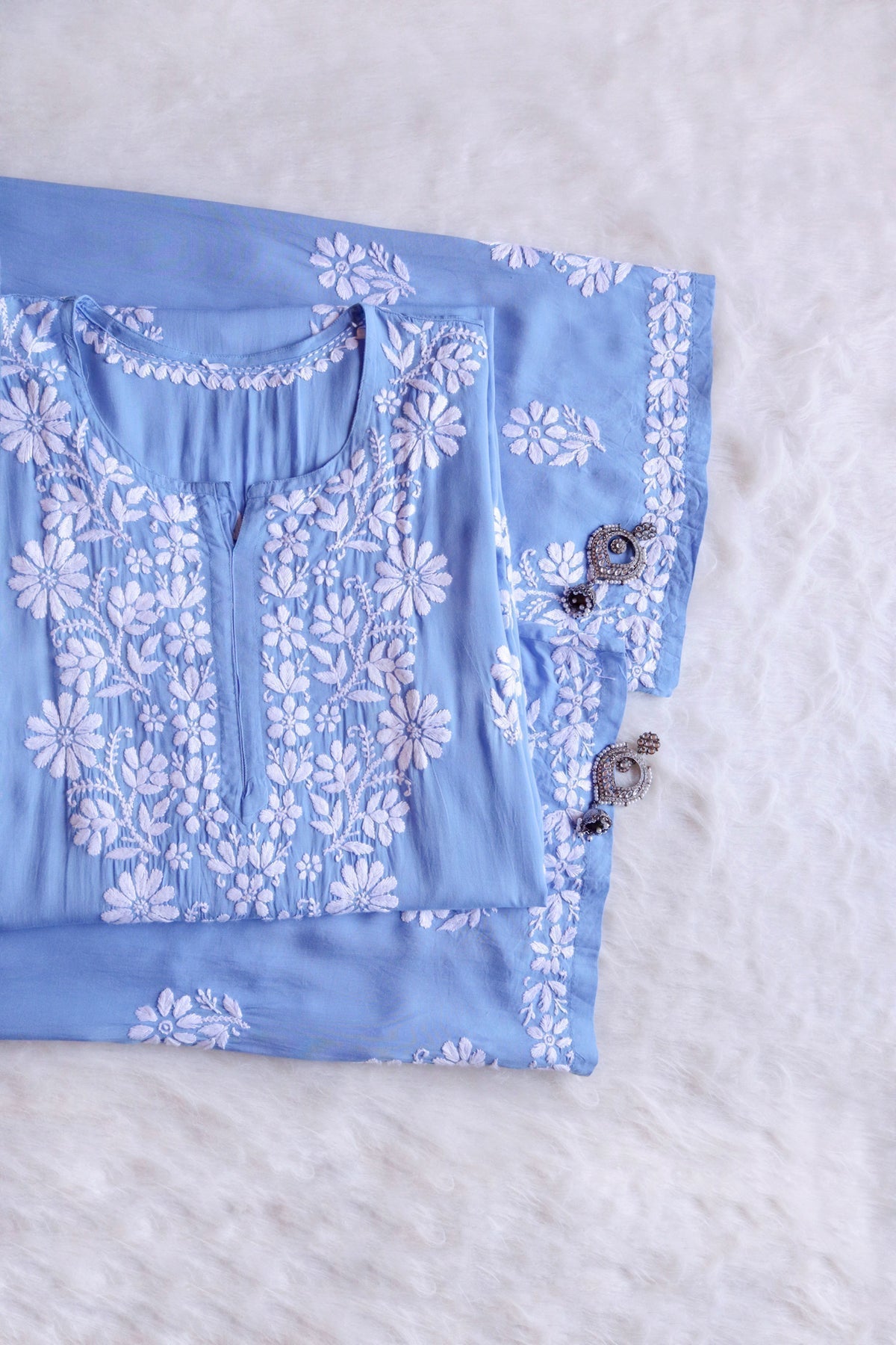 Lali Modal Chikankari Kurti Set