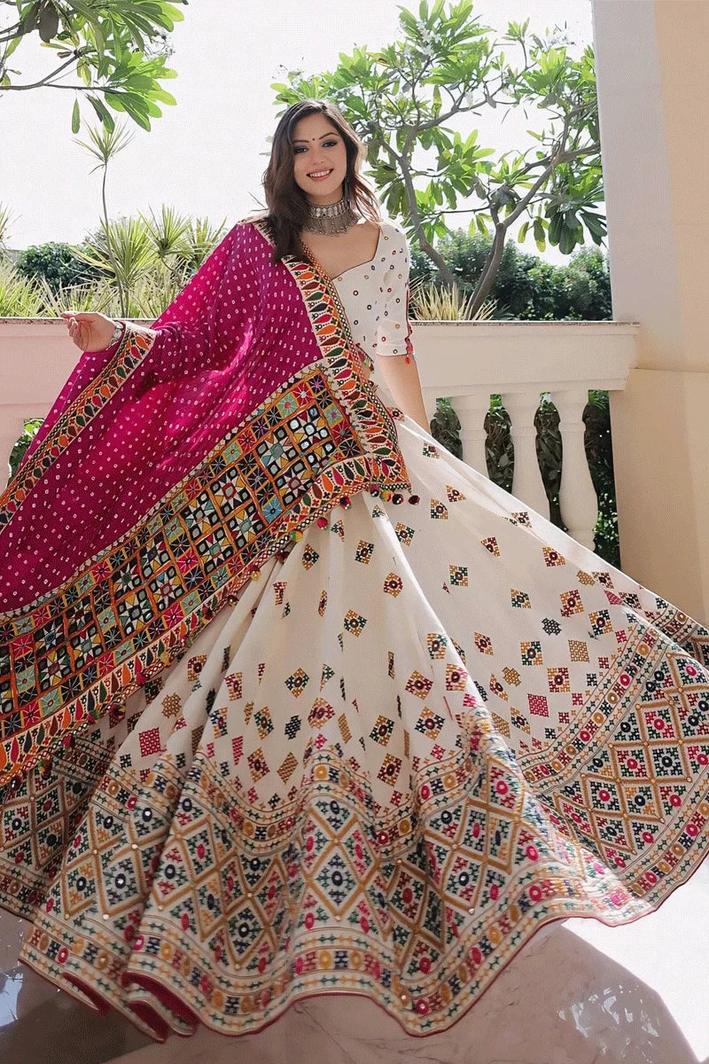 Real Mirror Work Gujarati Style Chaniya Choli