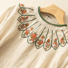 Pure Cotton Queen Embroidered Back Button Top