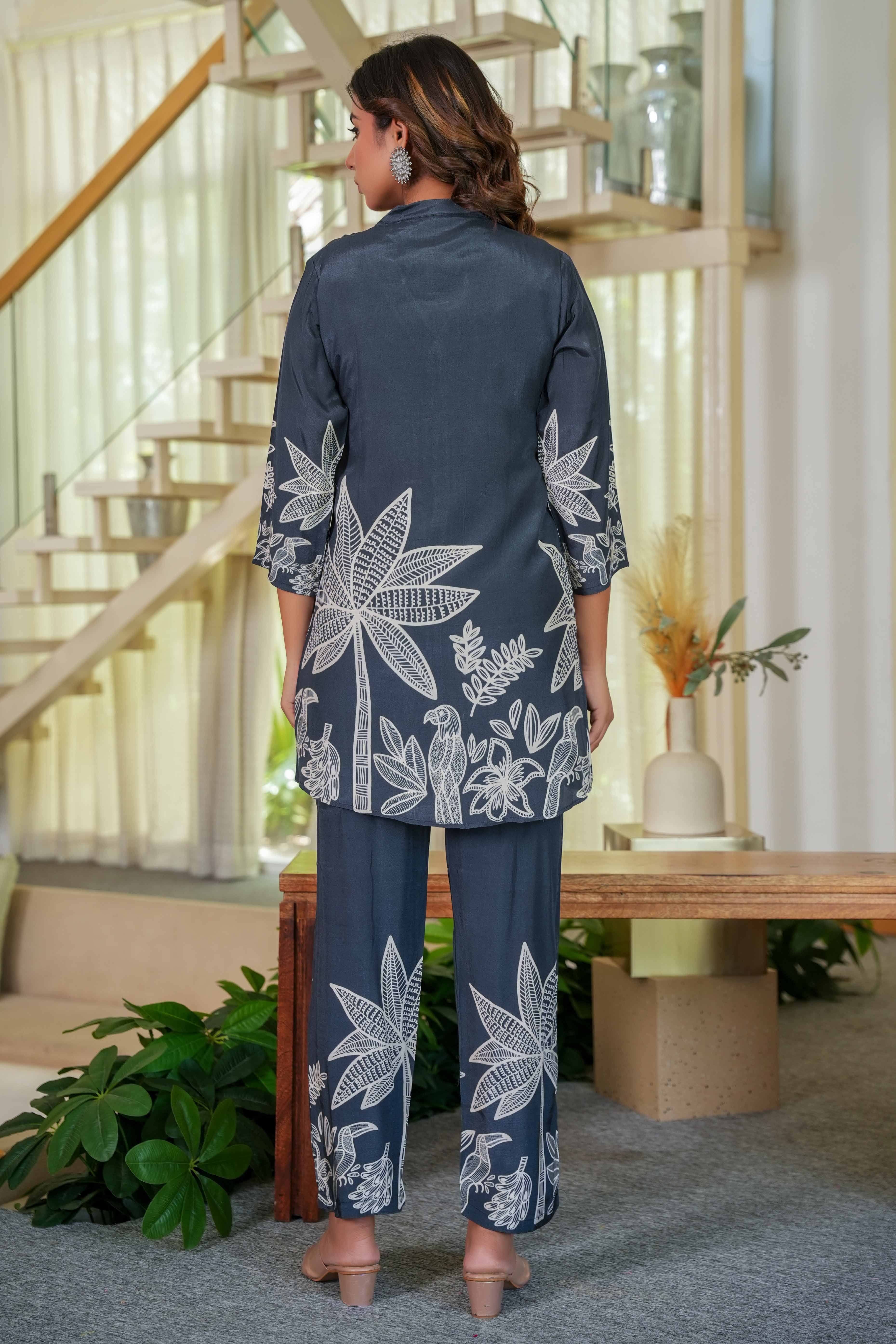 Black Floral Print Muslin Co-Ord Set – Lightweight & Elegant Everyday Wear