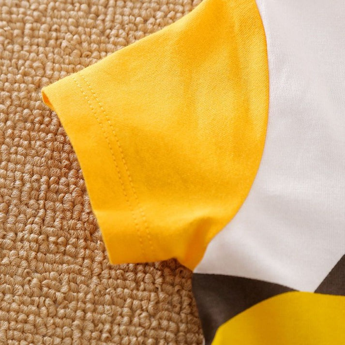 Playful Yellow Dino Baby Romper – Unisex Boys and Girls Cotton Jumpsuit for Newborns and Toddlers