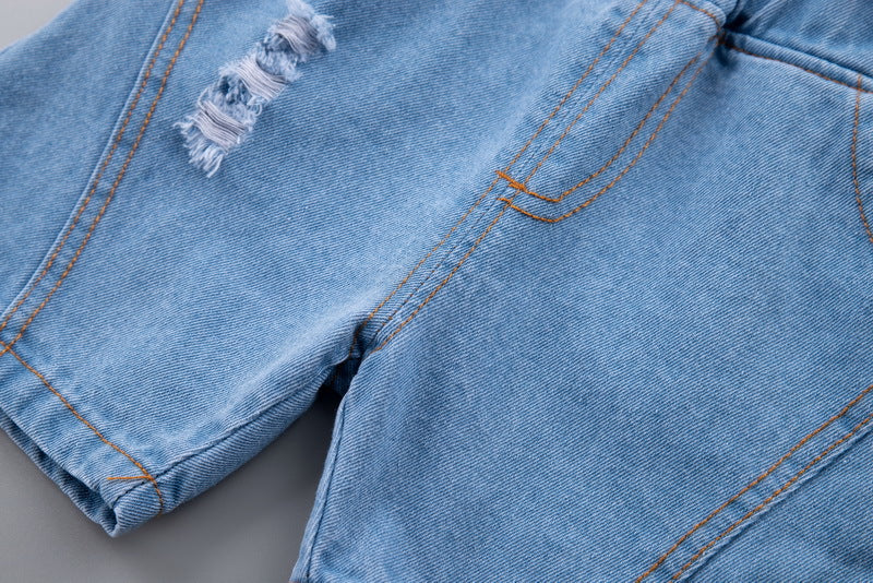 Never Tired T-shirt and Denim Bottom Set – Casual Cotton Outfit for Boys