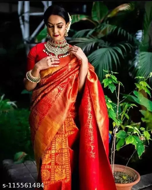 Zari Woven Banarasi Jacquard Silk Saree for Wedding