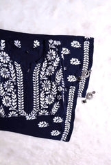 Amaira Navy Blue Rayon Kurta Pant set